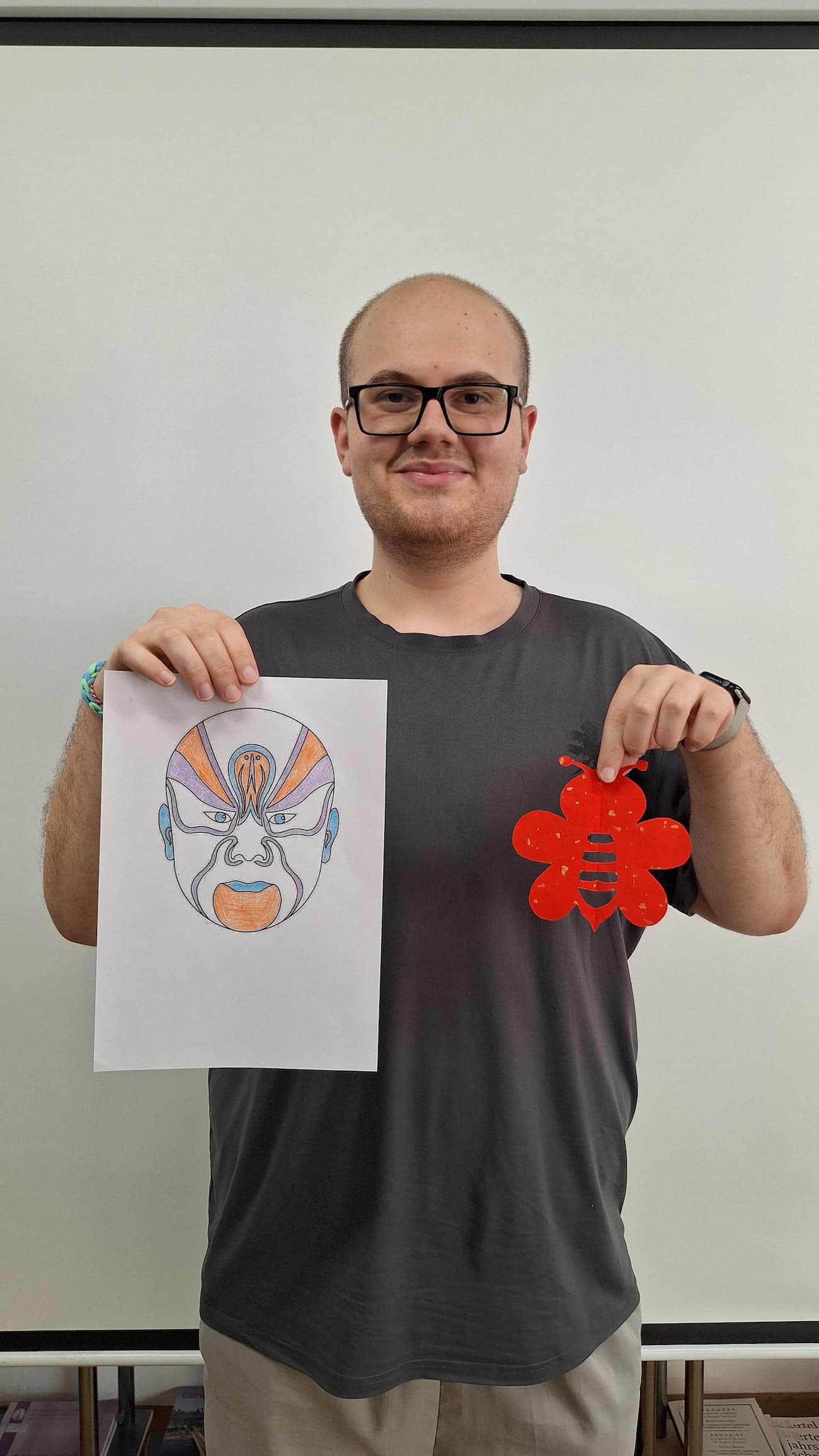 Снимка 2: Представяне на маски от Пекинската опера и изрязване на хартия